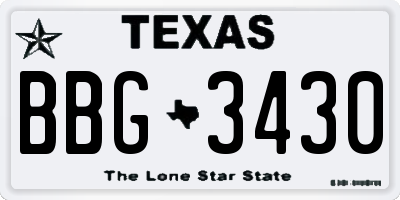 TX license plate BBG3430