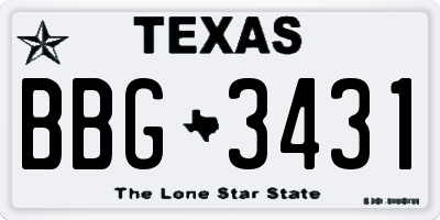 TX license plate BBG3431