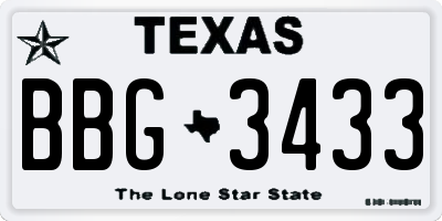 TX license plate BBG3433