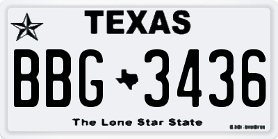 TX license plate BBG3436