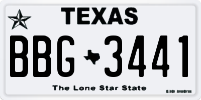 TX license plate BBG3441