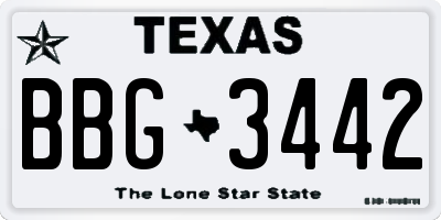 TX license plate BBG3442