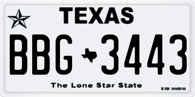 TX license plate BBG3443