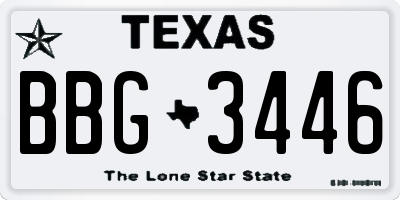 TX license plate BBG3446