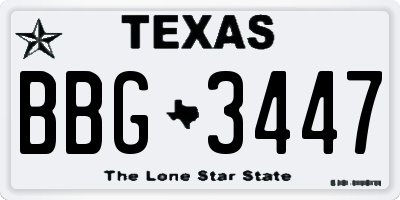 TX license plate BBG3447