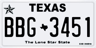 TX license plate BBG3451