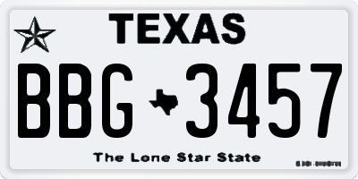 TX license plate BBG3457