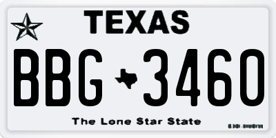 TX license plate BBG3460