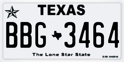TX license plate BBG3464
