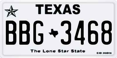 TX license plate BBG3468
