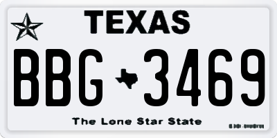 TX license plate BBG3469