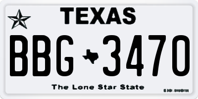 TX license plate BBG3470