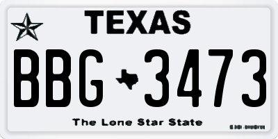 TX license plate BBG3473