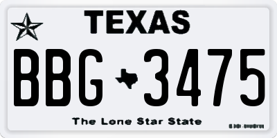 TX license plate BBG3475