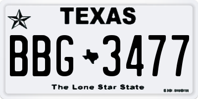 TX license plate BBG3477