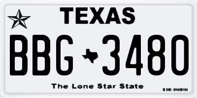 TX license plate BBG3480