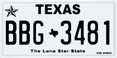 TX license plate BBG3481