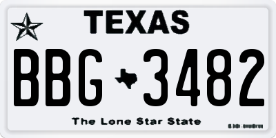 TX license plate BBG3482