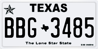 TX license plate BBG3485