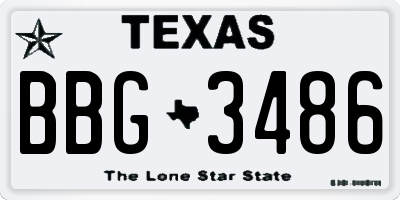 TX license plate BBG3486