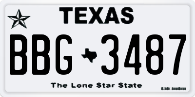 TX license plate BBG3487