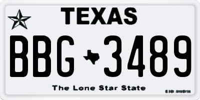 TX license plate BBG3489