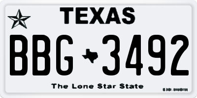 TX license plate BBG3492