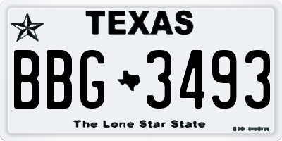 TX license plate BBG3493