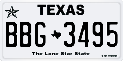 TX license plate BBG3495