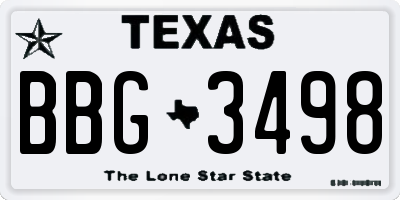 TX license plate BBG3498