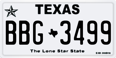TX license plate BBG3499