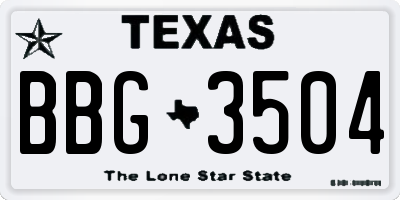 TX license plate BBG3504