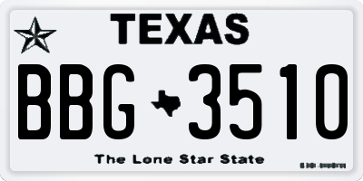 TX license plate BBG3510