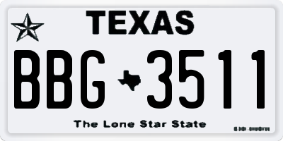 TX license plate BBG3511