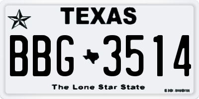 TX license plate BBG3514