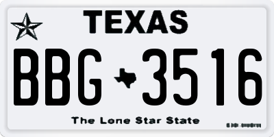 TX license plate BBG3516