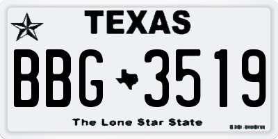 TX license plate BBG3519