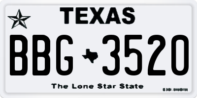 TX license plate BBG3520