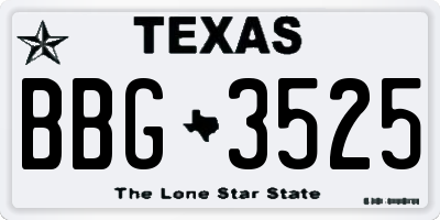 TX license plate BBG3525