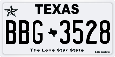 TX license plate BBG3528