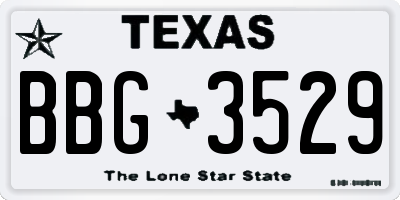 TX license plate BBG3529