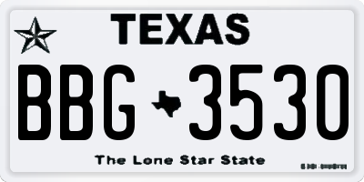 TX license plate BBG3530