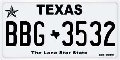 TX license plate BBG3532