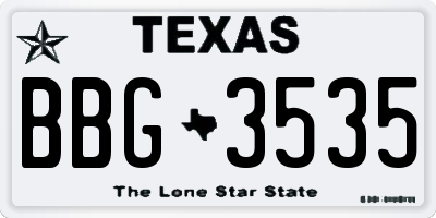 TX license plate BBG3535