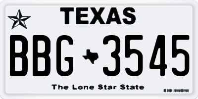 TX license plate BBG3545