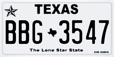TX license plate BBG3547