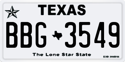 TX license plate BBG3549