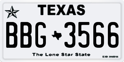 TX license plate BBG3566