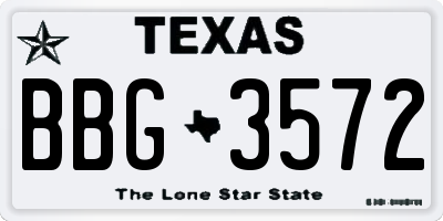 TX license plate BBG3572