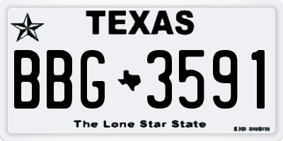 TX license plate BBG3591